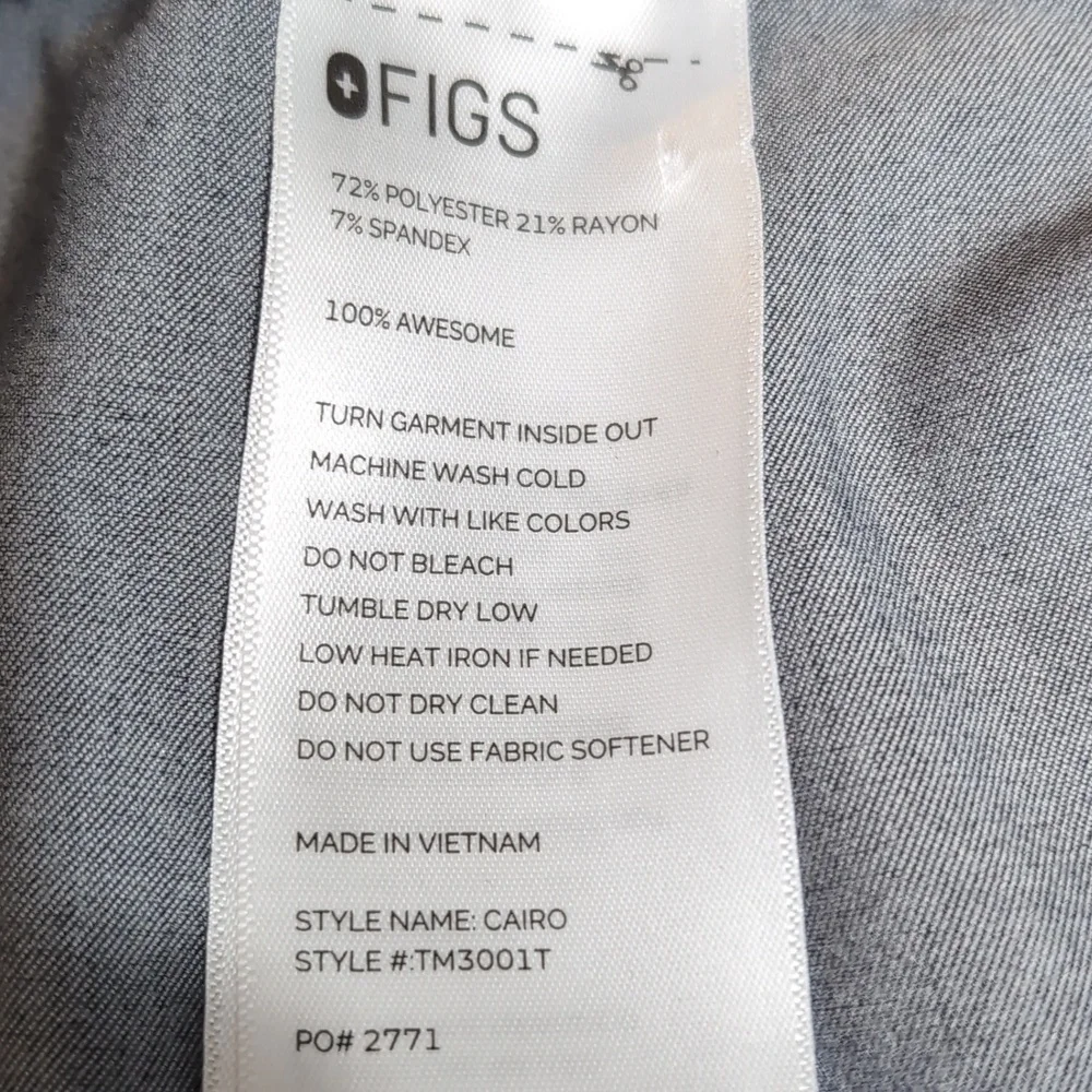 Figs Technical Collection Scrub Pants Size XL/T in Grey
